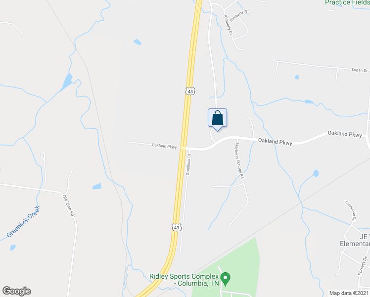 map of restaurants, bars, coffee shops, grocery stores, and more near U.S. 43 in Columbia