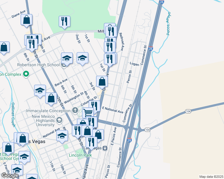 map of restaurants, bars, coffee shops, grocery stores, and more near 919 Railroad Avenue in Las Vegas