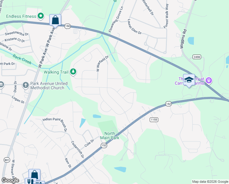 map of restaurants, bars, coffee shops, grocery stores, and more near 142 Willow Valley Drive in Mooresville