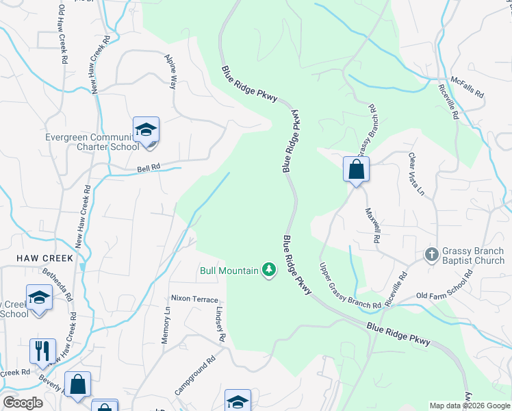map of restaurants, bars, coffee shops, grocery stores, and more near 39 Toadshade Lane in Asheville