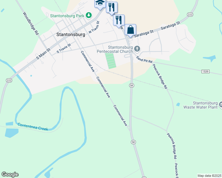 map of restaurants, bars, coffee shops, grocery stores, and more near 7437 Commercial Avenue in Stantonsburg