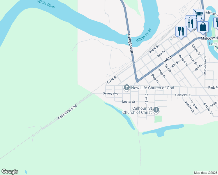 map of restaurants, bars, coffee shops, grocery stores, and more near 1324 Front Street in Newport