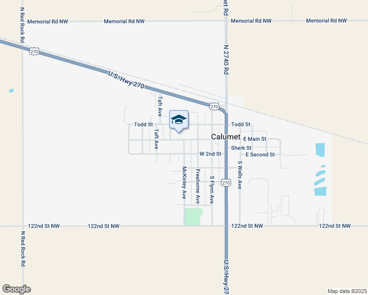 map of restaurants, bars, coffee shops, grocery stores, and more near 110 North Freehome Avenue in Calumet