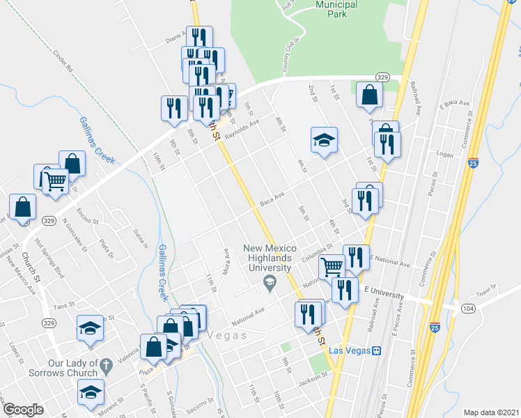 map of restaurants, bars, coffee shops, grocery stores, and more near 1054 7th Street in Las Vegas