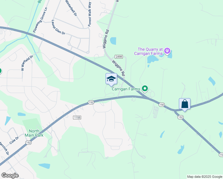 map of restaurants, bars, coffee shops, grocery stores, and more near 1711 Landis Highway in Mooresville