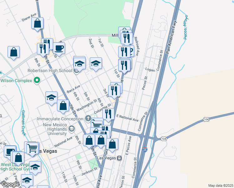map of restaurants, bars, coffee shops, grocery stores, and more near 913 2nd Street in Las Vegas