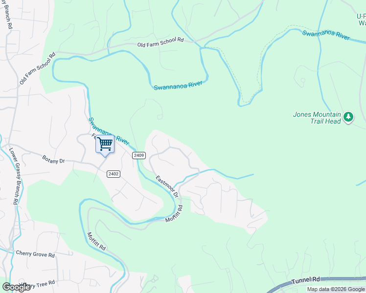 map of restaurants, bars, coffee shops, grocery stores, and more near 89 Berkshire in Asheville