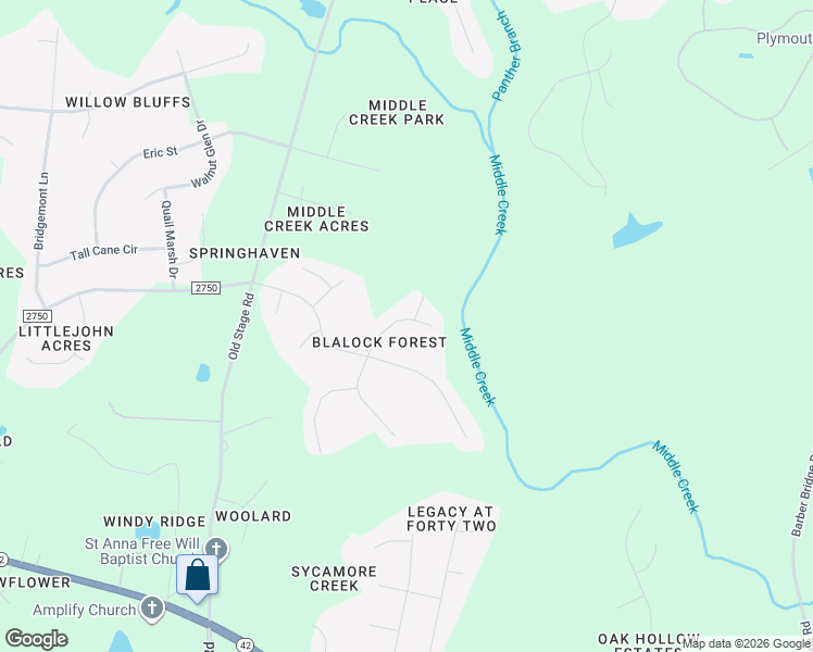 map of restaurants, bars, coffee shops, grocery stores, and more near 6501 Blalock Forest Drive in Wake County