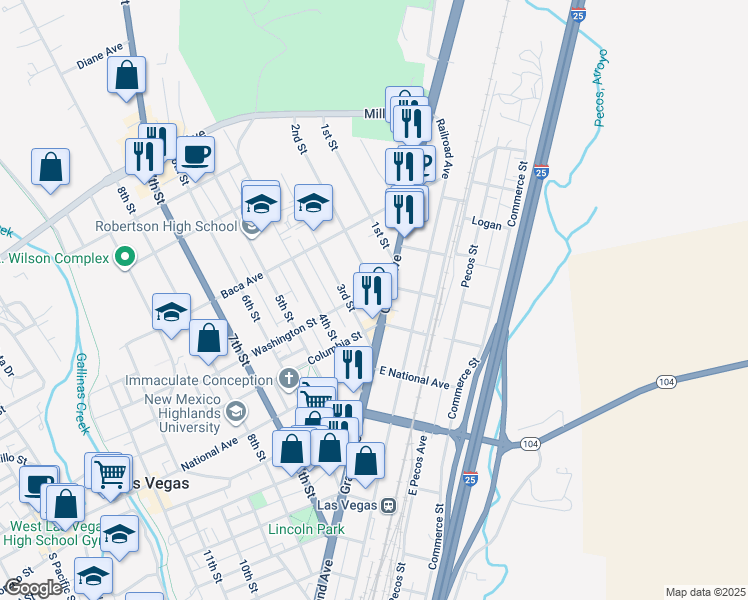 map of restaurants, bars, coffee shops, grocery stores, and more near 919 2nd Street in Las Vegas