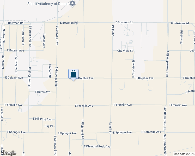 map of restaurants, bars, coffee shops, grocery stores, and more near East Dolphin Avenue in Ridgecrest