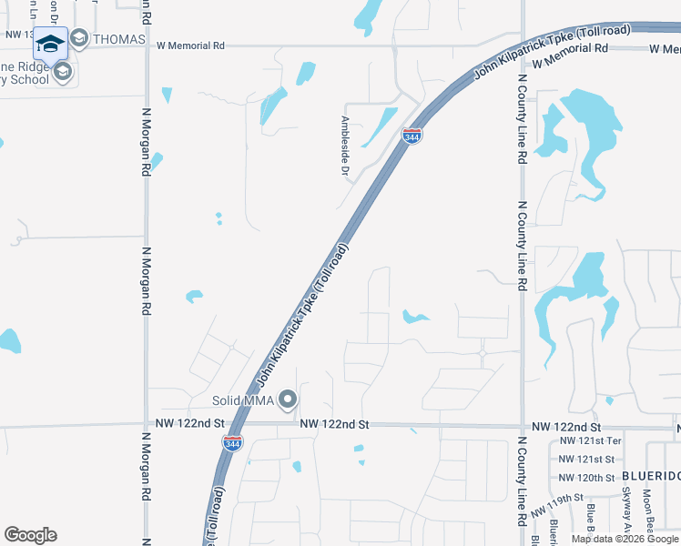 map of restaurants, bars, coffee shops, grocery stores, and more near John Kilpatrick Turnpike in Yukon