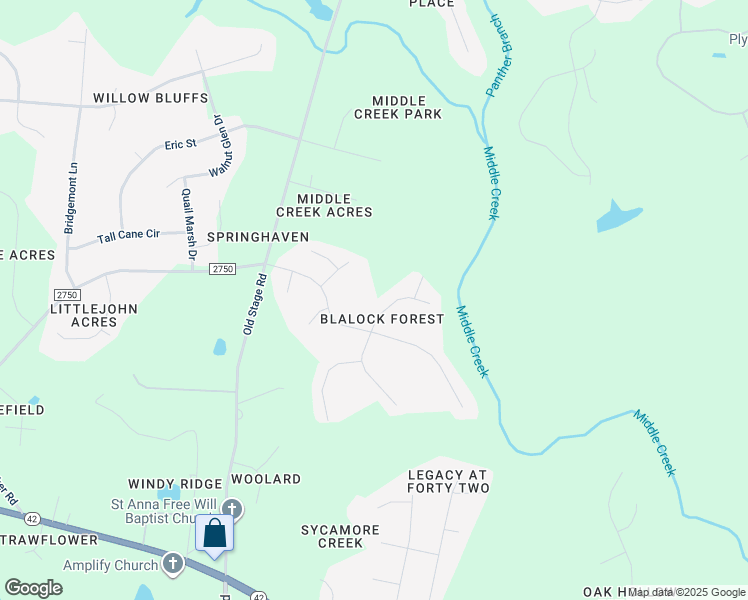 map of restaurants, bars, coffee shops, grocery stores, and more near Blalock Forest Drive in Willow Spring