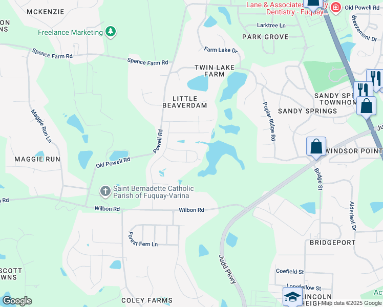 map of restaurants, bars, coffee shops, grocery stores, and more near 1149 Quindell Drive in Holly Springs