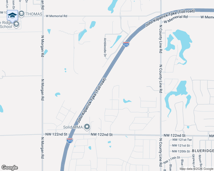 map of restaurants, bars, coffee shops, grocery stores, and more near John Kilpatrick Turnpike in Yukon