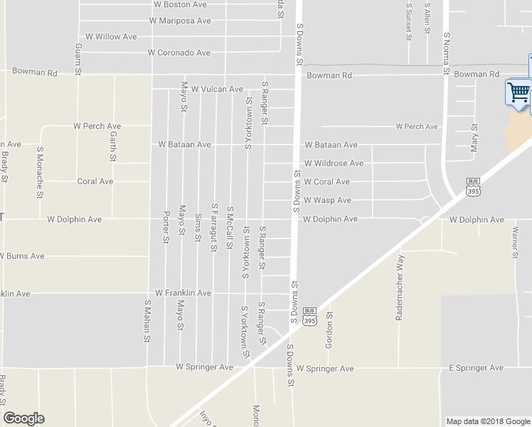 map of restaurants, bars, coffee shops, grocery stores, and more near 934 West Dolphin Avenue in Ridgecrest