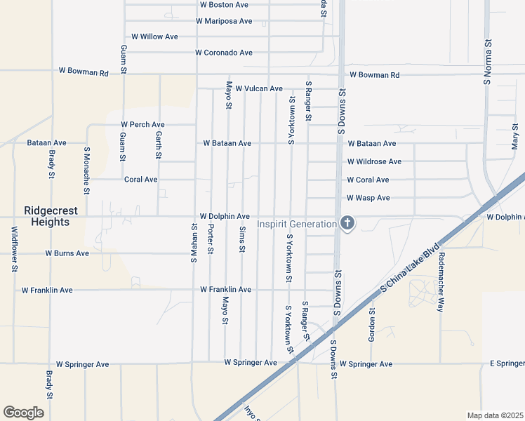 map of restaurants, bars, coffee shops, grocery stores, and more near 1237 South Farragut Street in Ridgecrest