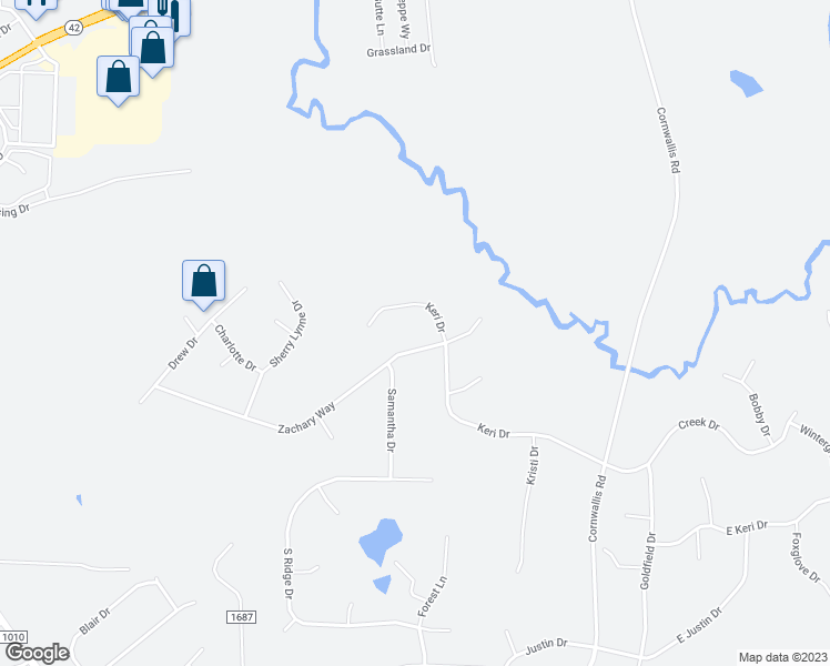 map of restaurants, bars, coffee shops, grocery stores, and more near 100 Zachary Way in Garner