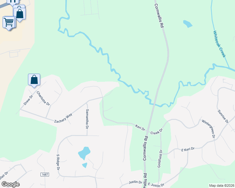 map of restaurants, bars, coffee shops, grocery stores, and more near 7112 Kasey Dee Circle in Garner