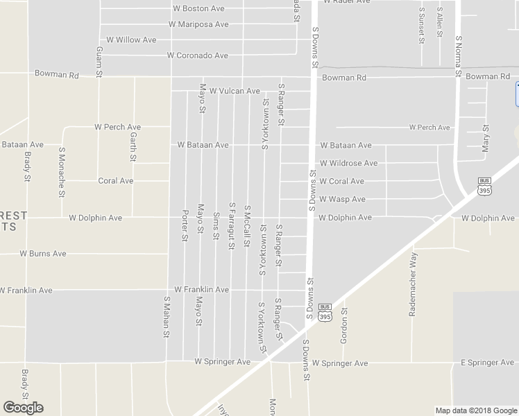 map of restaurants, bars, coffee shops, grocery stores, and more near 1233 South Yorktown Street in Ridgecrest