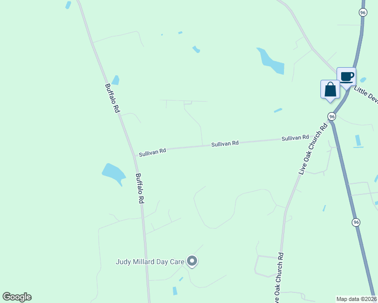 map of restaurants, bars, coffee shops, grocery stores, and more near 258 Sullivan Road in Selma