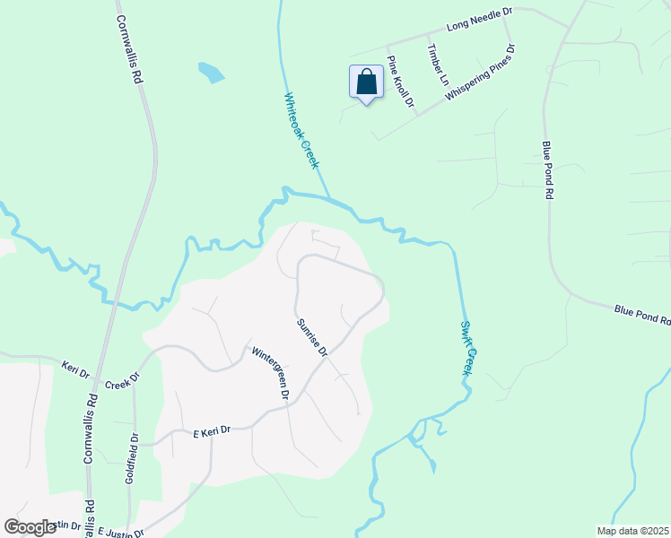 map of restaurants, bars, coffee shops, grocery stores, and more near 879 Sunrise Drive in Garner