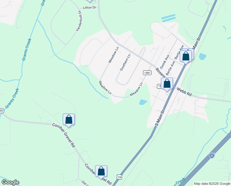 map of restaurants, bars, coffee shops, grocery stores, and more near 6180 Meadow Ln in Salisbury