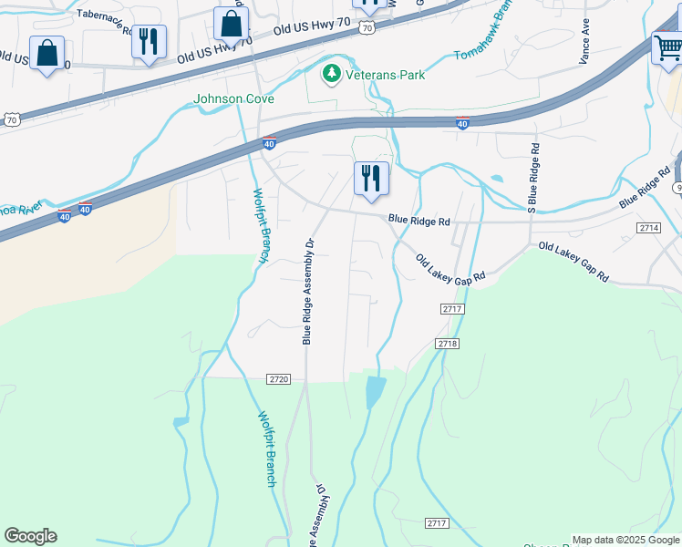 map of restaurants, bars, coffee shops, grocery stores, and more near 35 Laurel Lane in Black Mountain