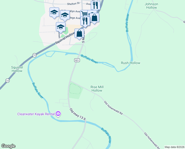 map of restaurants, bars, coffee shops, grocery stores, and more near 311 Old Hohenwald Road in Linden
