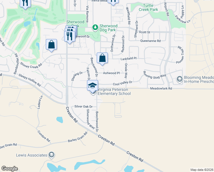 map of restaurants, bars, coffee shops, grocery stores, and more near 332 Cool Valley Drive in Paso Robles