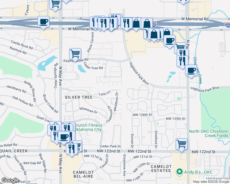 map of restaurants, bars, coffee shops, grocery stores, and more near 2541 Patti Place in Oklahoma City