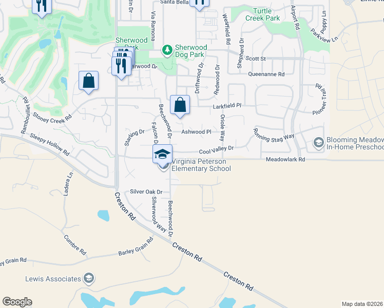 map of restaurants, bars, coffee shops, grocery stores, and more near 332 Cool Valley Drive in Paso Robles