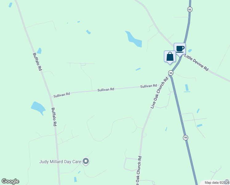 map of restaurants, bars, coffee shops, grocery stores, and more near 500 Sullivan Road in Selma
