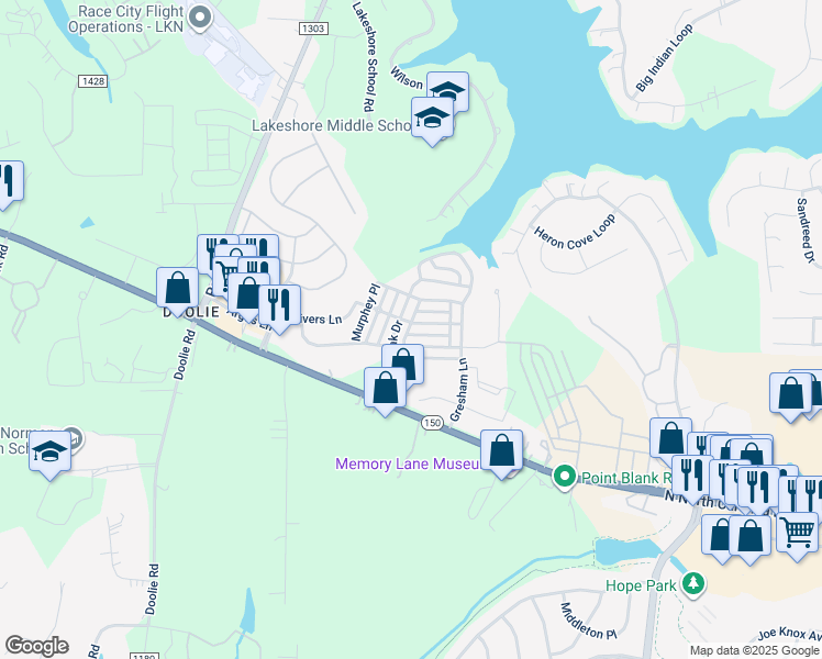 map of restaurants, bars, coffee shops, grocery stores, and more near 108 East Decatur Avenue in Mooresville