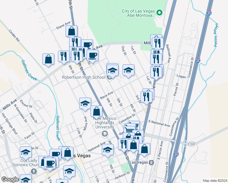 map of restaurants, bars, coffee shops, grocery stores, and more near 501 Baca Avenue in Las Vegas