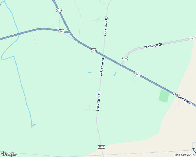 map of restaurants, bars, coffee shops, grocery stores, and more near 1075 Lewis Store Road in Farmville