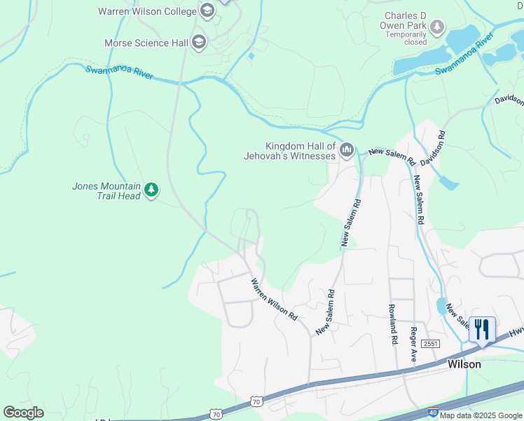 map of restaurants, bars, coffee shops, grocery stores, and more near 55 Morton Circle in Swannanoa