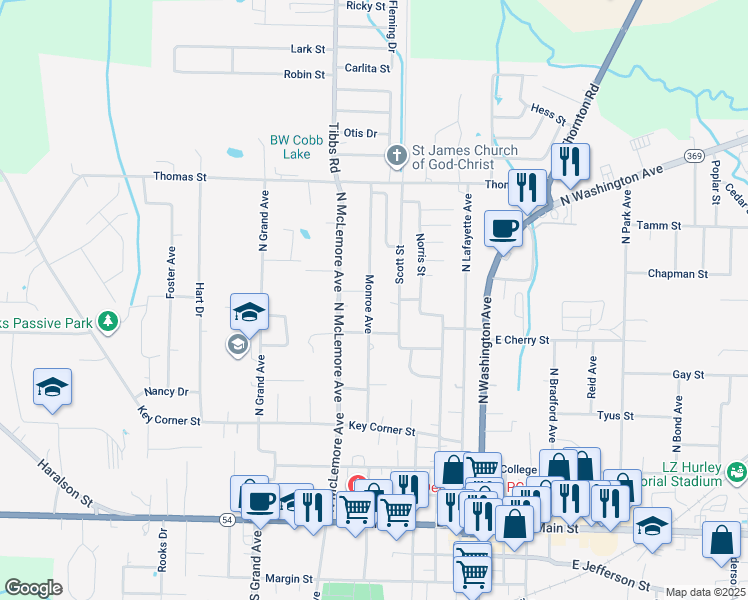 map of restaurants, bars, coffee shops, grocery stores, and more near 806 Monroe Avenue in Brownsville