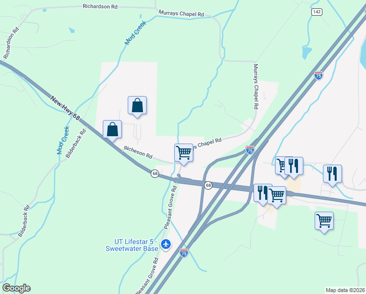 map of restaurants, bars, coffee shops, grocery stores, and more near 1430 Murrays Chapel Road in Sweetwater