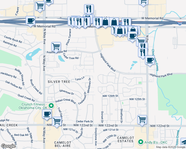 map of restaurants, bars, coffee shops, grocery stores, and more near 2529 Lynn Lane in Oklahoma City