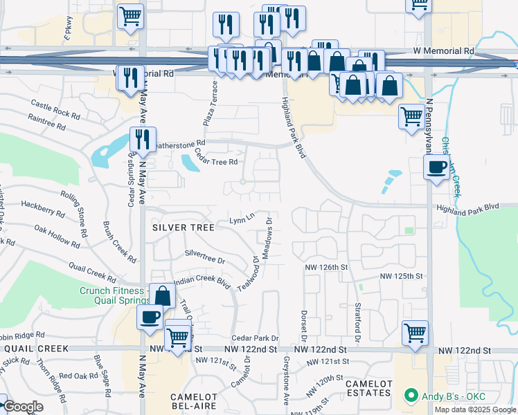 map of restaurants, bars, coffee shops, grocery stores, and more near 2561 Lynn Ln in Oklahoma City