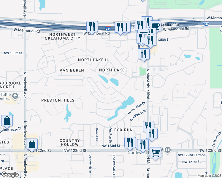 map of restaurants, bars, coffee shops, grocery stores, and more near 13115 Westpark Place in Oklahoma City