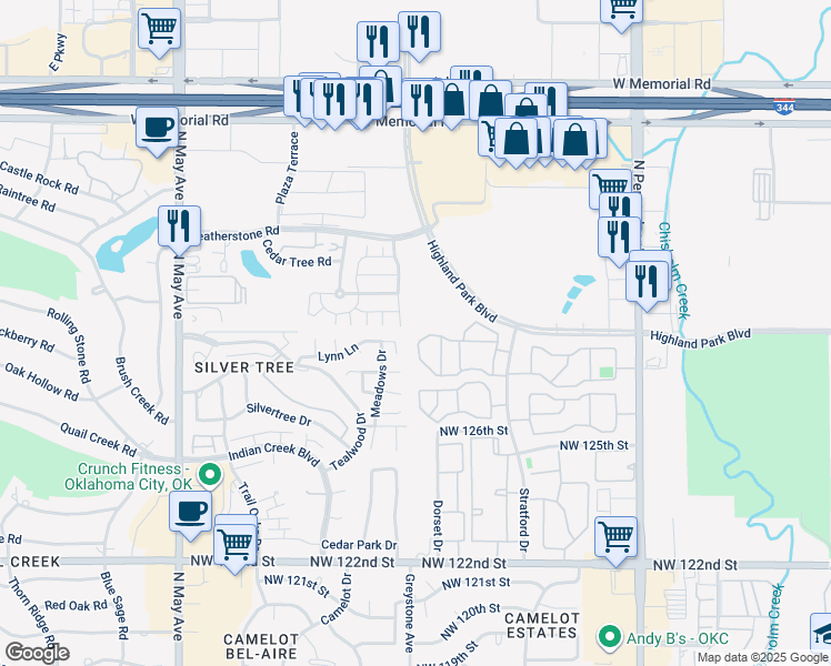map of restaurants, bars, coffee shops, grocery stores, and more near 2529 Lynn Lane in Oklahoma City