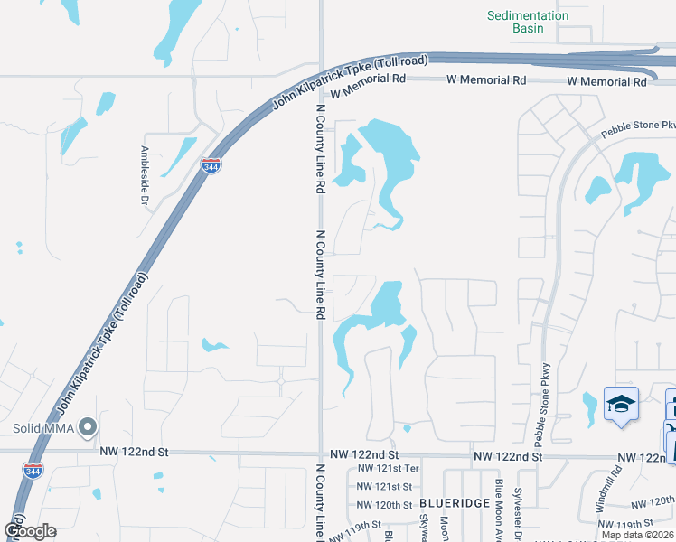 map of restaurants, bars, coffee shops, grocery stores, and more near 8912 Northwest 130th Street in Oklahoma City