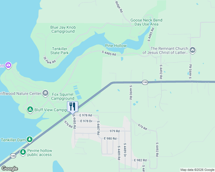 map of restaurants, bars, coffee shops, grocery stores, and more near 448801 Oklahoma 100 in Vian