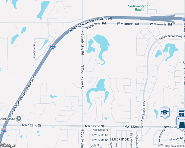 map of restaurants, bars, coffee shops, grocery stores, and more near 8912 Northwest 130th Street in Oklahoma City