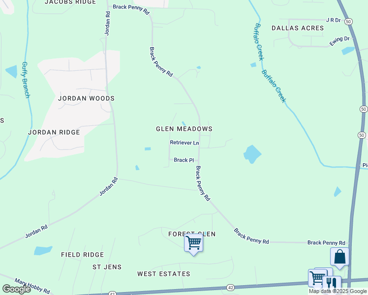 map of restaurants, bars, coffee shops, grocery stores, and more near 1012 Retriever Lane in Raleigh