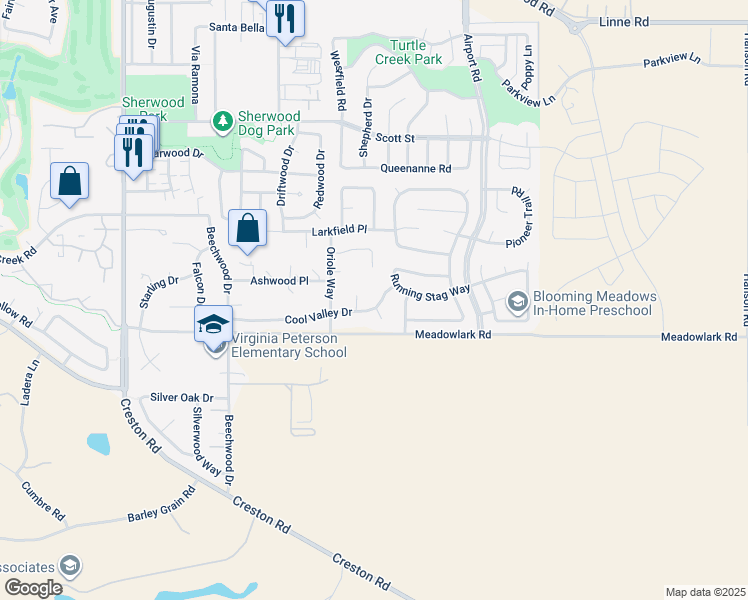 map of restaurants, bars, coffee shops, grocery stores, and more near 601 Cool Valley Drive in Paso Robles
