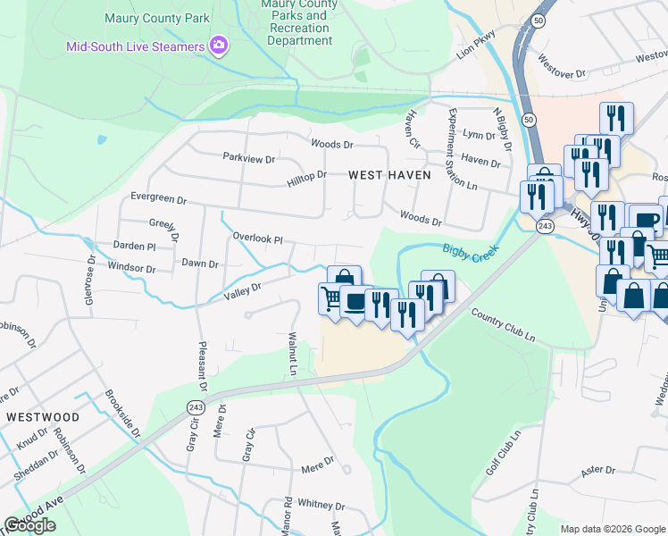 map of restaurants, bars, coffee shops, grocery stores, and more near 103 Westwind Court in Columbia