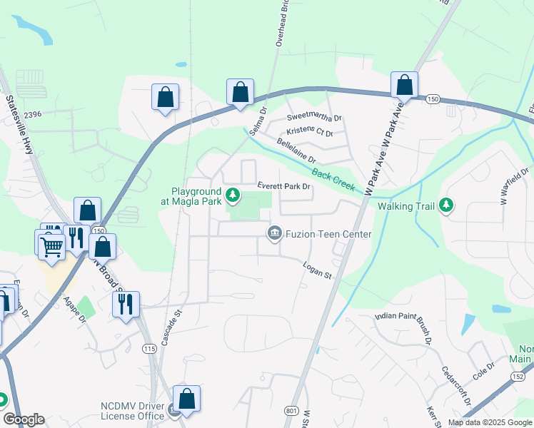 map of restaurants, bars, coffee shops, grocery stores, and more near 189 Devon Forest Drive in Mooresville