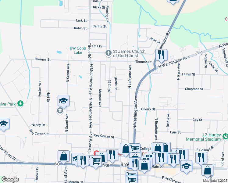 map of restaurants, bars, coffee shops, grocery stores, and more near 911 Norris St in Brownsville